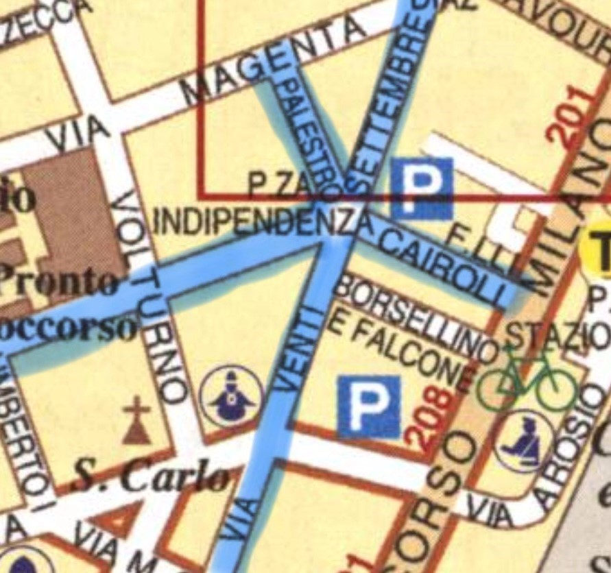 Confluenze Piazza Indipendenza (elenco strade)
